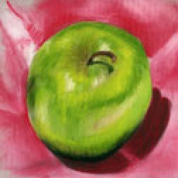 Green Apple Study #2, pastel by Barbara Strelke