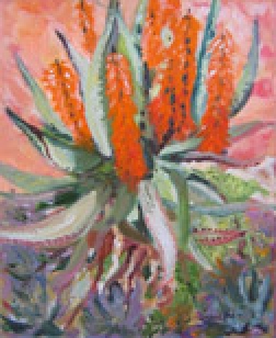 Aloe in Orange, oil on canvas by Barbara Strelke
