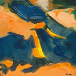 Aerial Remembered in Orange, oil on canvas by Barbara Strelke