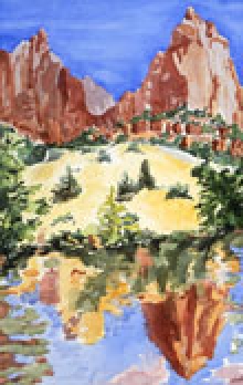 Zion Reflection, watercolor by Barbara Strelke