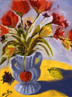 Still Life with Poppies, oil on canvas by Barbara Strelke