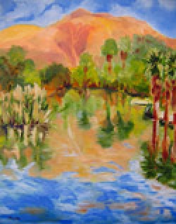 Warm Day at Agua Caliente Park, oil on canvas by Barbara Strelke